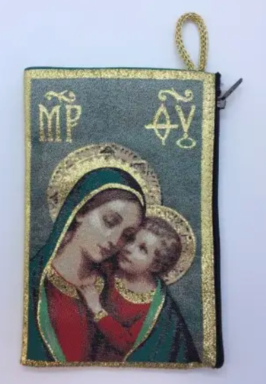 Madonna Caressing Child Rosary Pouch
