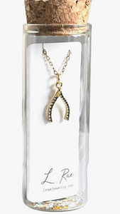 Wishbone Black Pave Charm Necklace