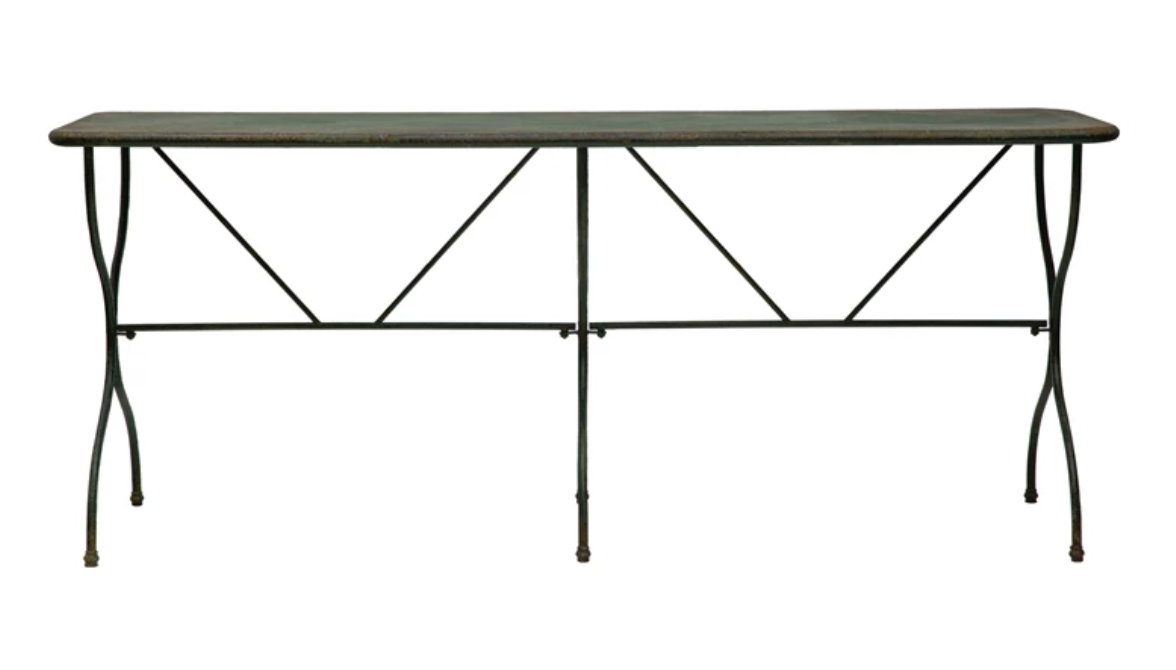 Metal Table, Distressed Green Finish