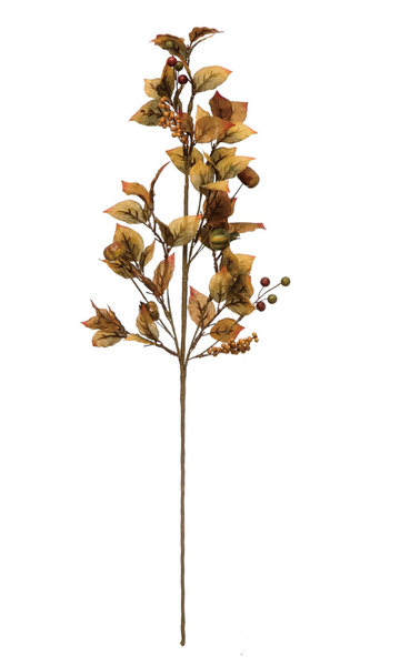 Faux Leaf Stem w/ Pumpkins, Pomegranates & Berries