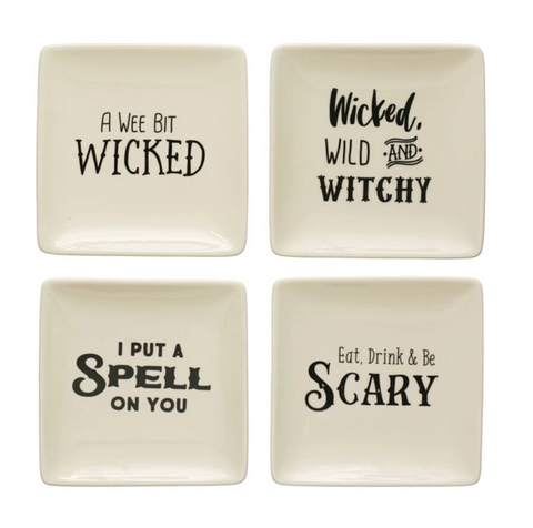 Spooky Saying Square Stoneware Plate