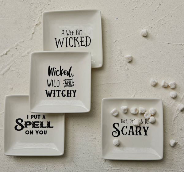 Spooky Saying Square Stoneware Plate