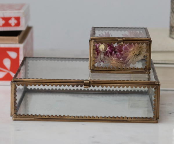Brass & Glass Display Box w/ Scalloped Edges