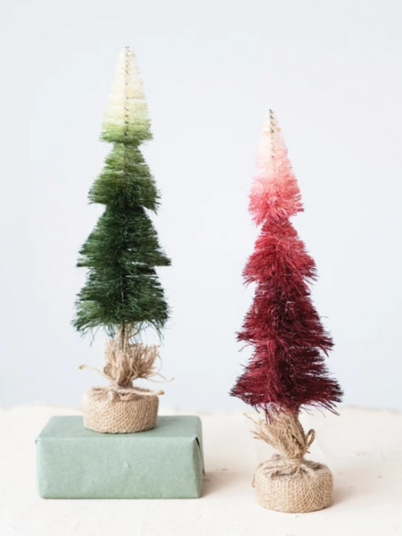 Sisal Bottle Brush Tree in Burlap Wrapped Base