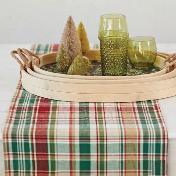Plaid Woven Cotton Table Runner