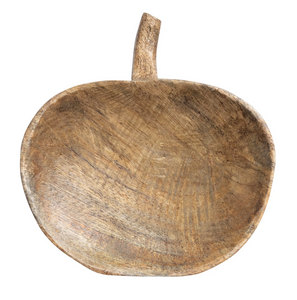 Carved Pumpkin Shaped Mango Wood Dish