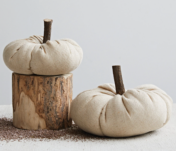 Fabric Pumpkin w/ Wood Stem