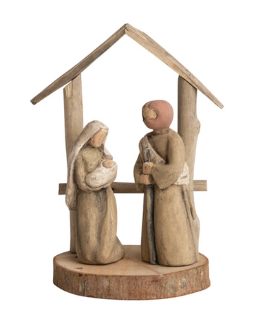 Driftwood & Paper Mache Nativity