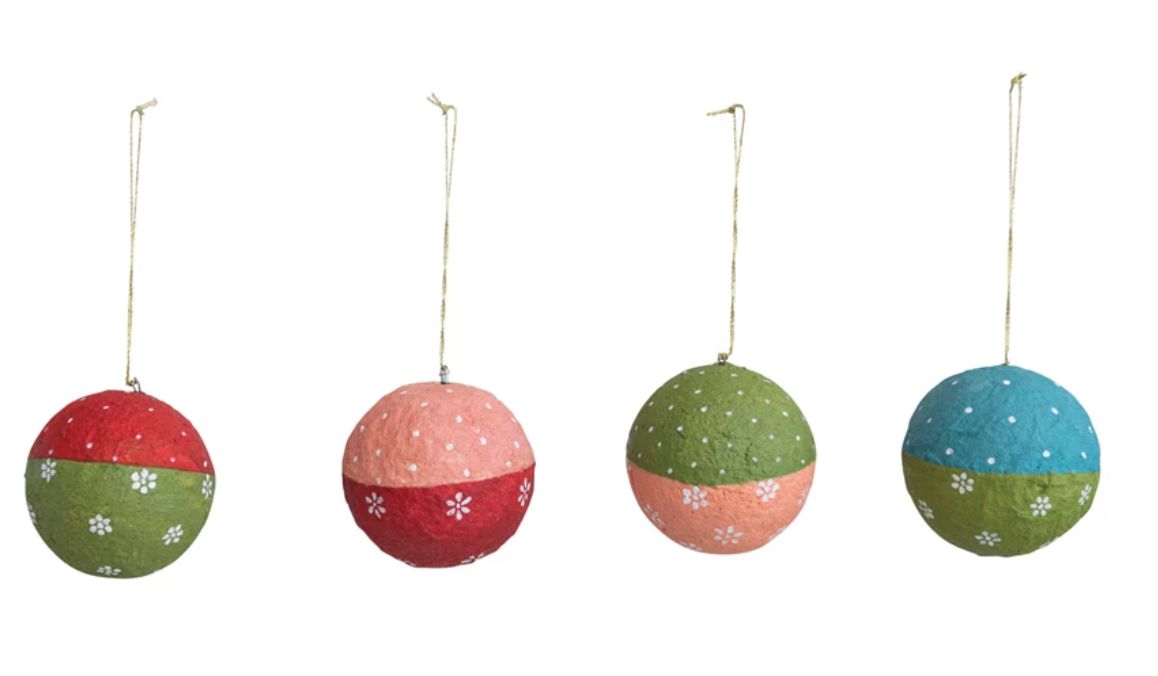 Recycled Paper Mache Ball Ornament