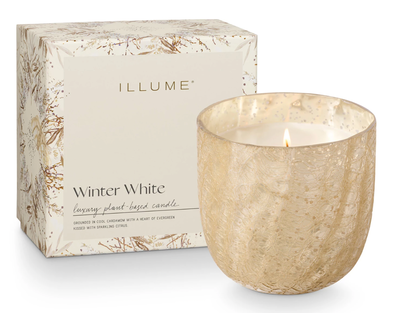 Winter White Luxe Crackle Glass Candle