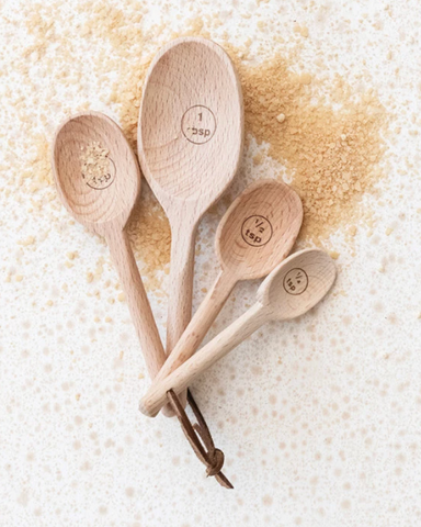 Carved Beech Wood Measuring Spoons