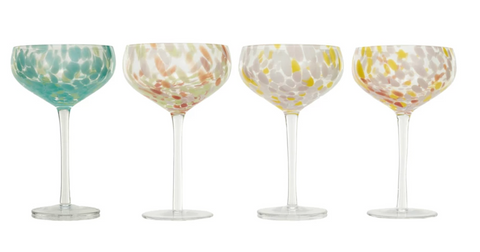 Blown Stemmed Confetti Champagne/Coupe Glass