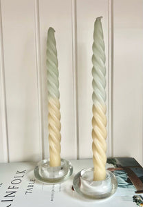 Mint Ombre Twisted Taper Candles