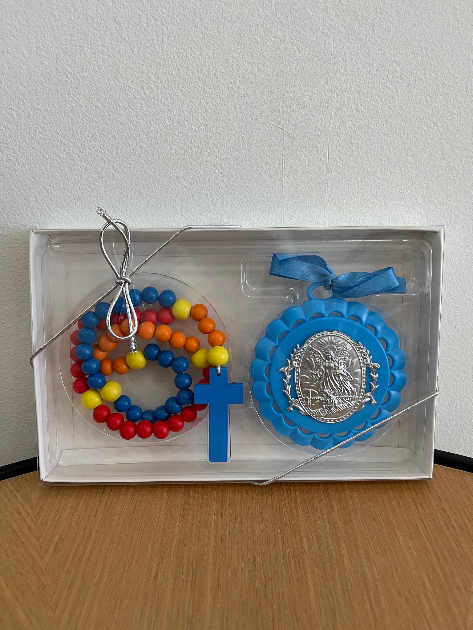 Blue Crib Medal/Rosary Set