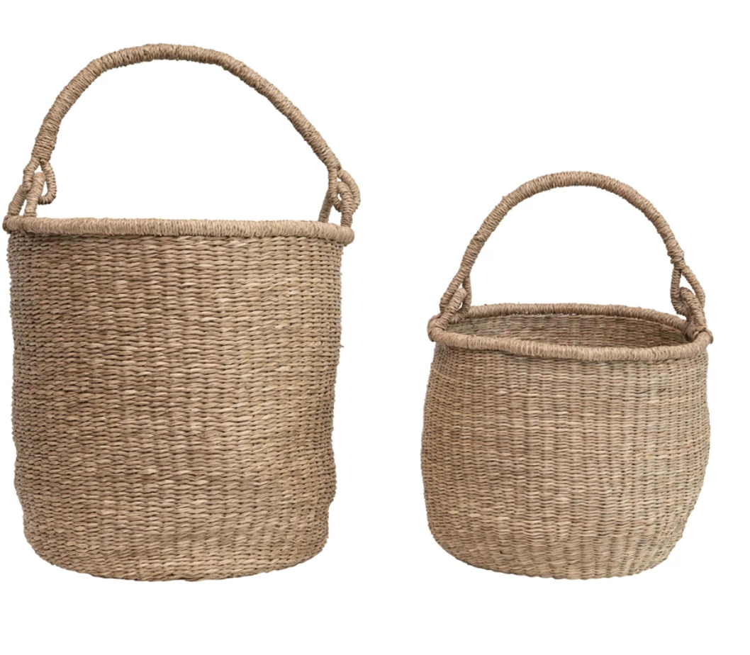 Hand-Woven Baskets w/ Handles