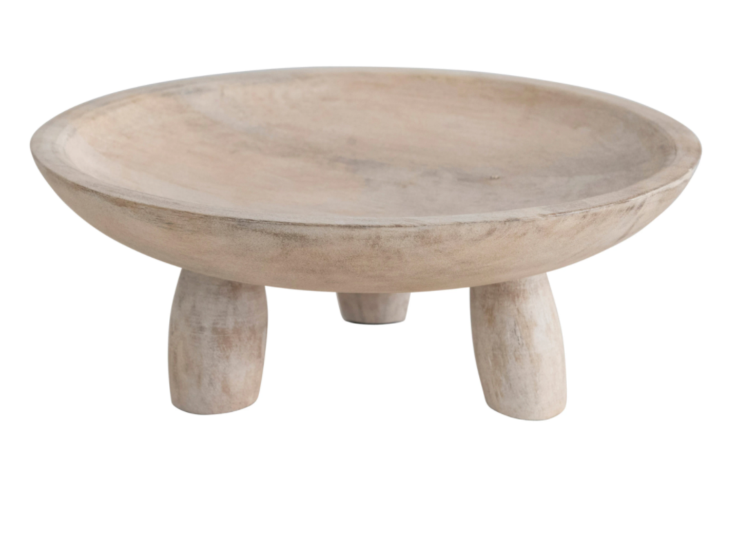 Mango Wood Footed Bowl