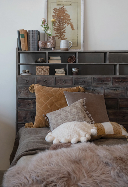 Headboard Wall Display w/ Drawers and Shelves
