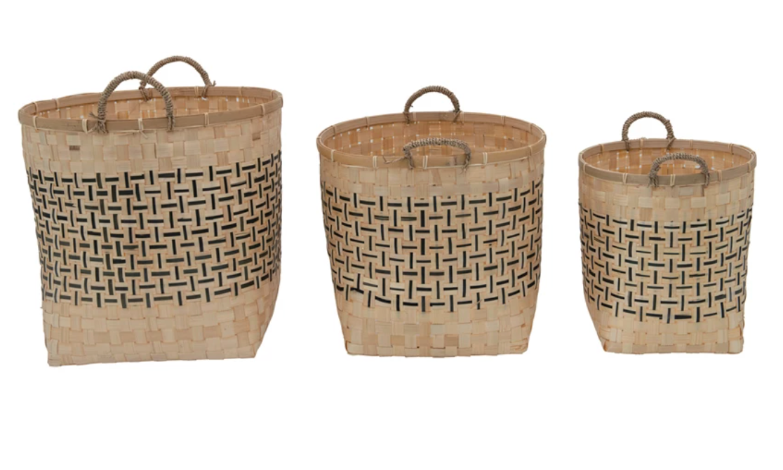 Natural & Black Bamboo Baskets