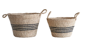 Palm & Seagrass Striped Baskets