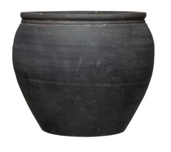Matte Black Terracotta Pot