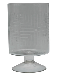 Etched Glass Footed Vase