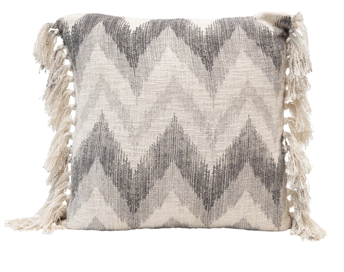 Chevron Print Pillow w/ Tassels