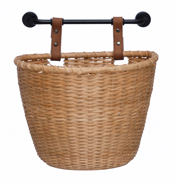 Hand-Woven Wall Basket w/ Metal Bracket