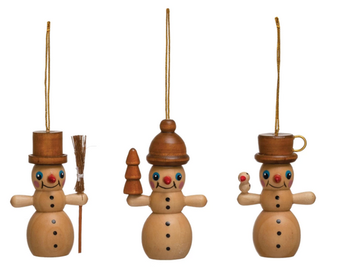 Wood Snowman Ornament