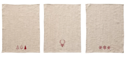 Linen Embroidered Tea Towel