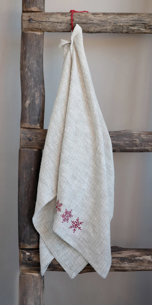 Linen Embroidered Tea Towel