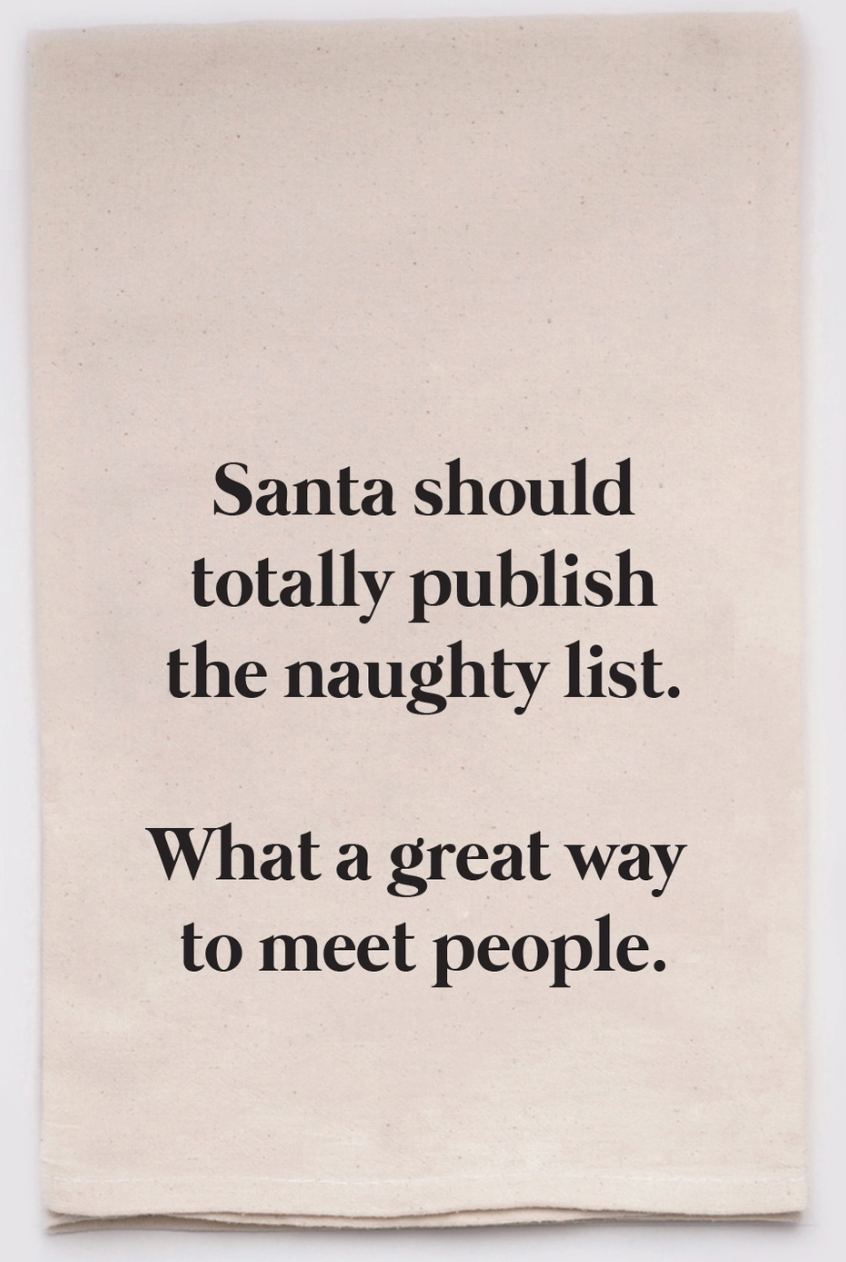 Santa's Naughty List Tea Towel