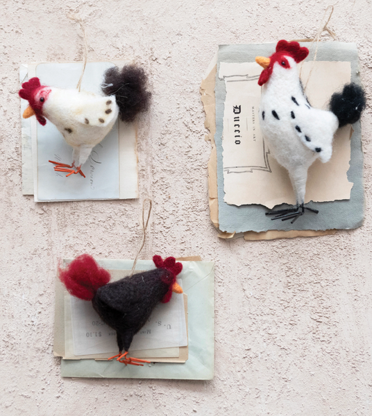 Wool Felt Hen/Rooster Ornament