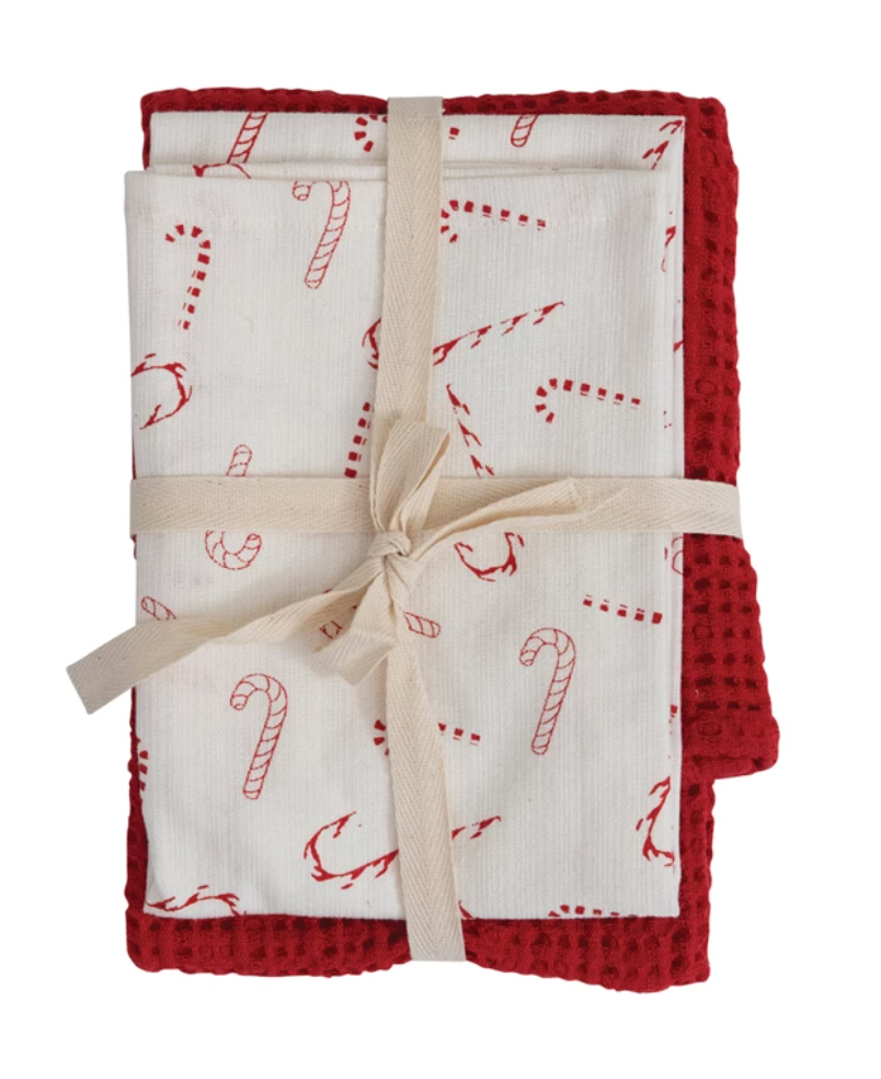Candy Cane & Red Tea Towel