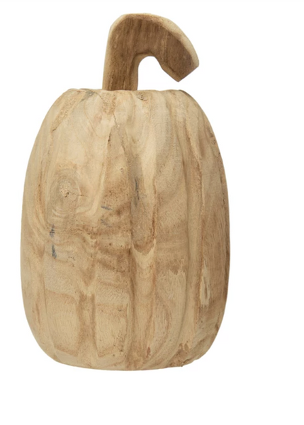 Hand-Carved Paulownia Wood Pumpkin