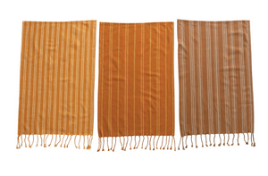 Cotton Tea Towel w/ Stripe and Fringe