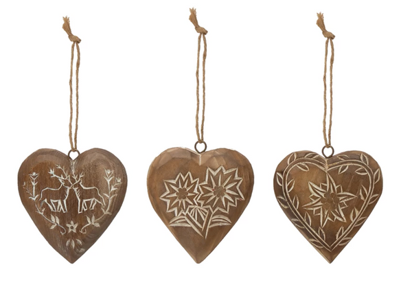 Pine Wood Heart Ornament