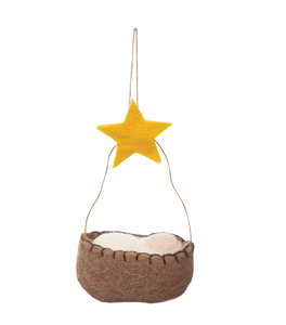Wool Felt Baby Jesus in Basket Ornament