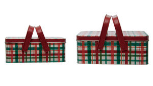 Christmas Metal Boxes with Handles and Lids