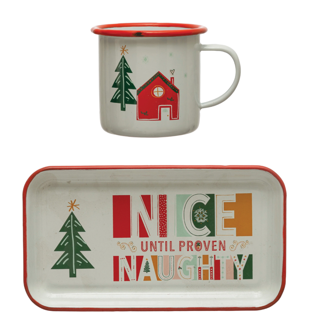 Nice Until Proven Naughty Tray w/ Mug