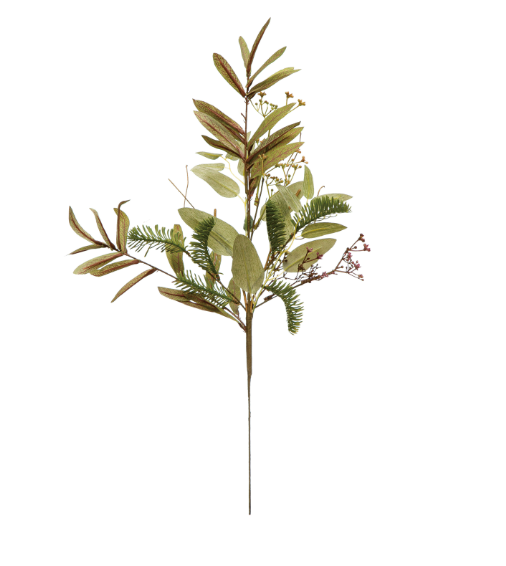 Faux Mixed Greenery Spray w/ Olive Leaves & Evergreens