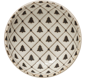 Stoneware Bowl with Tree Pattern