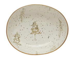 Hand-Stamped Mini Bowl with Tree Pattern