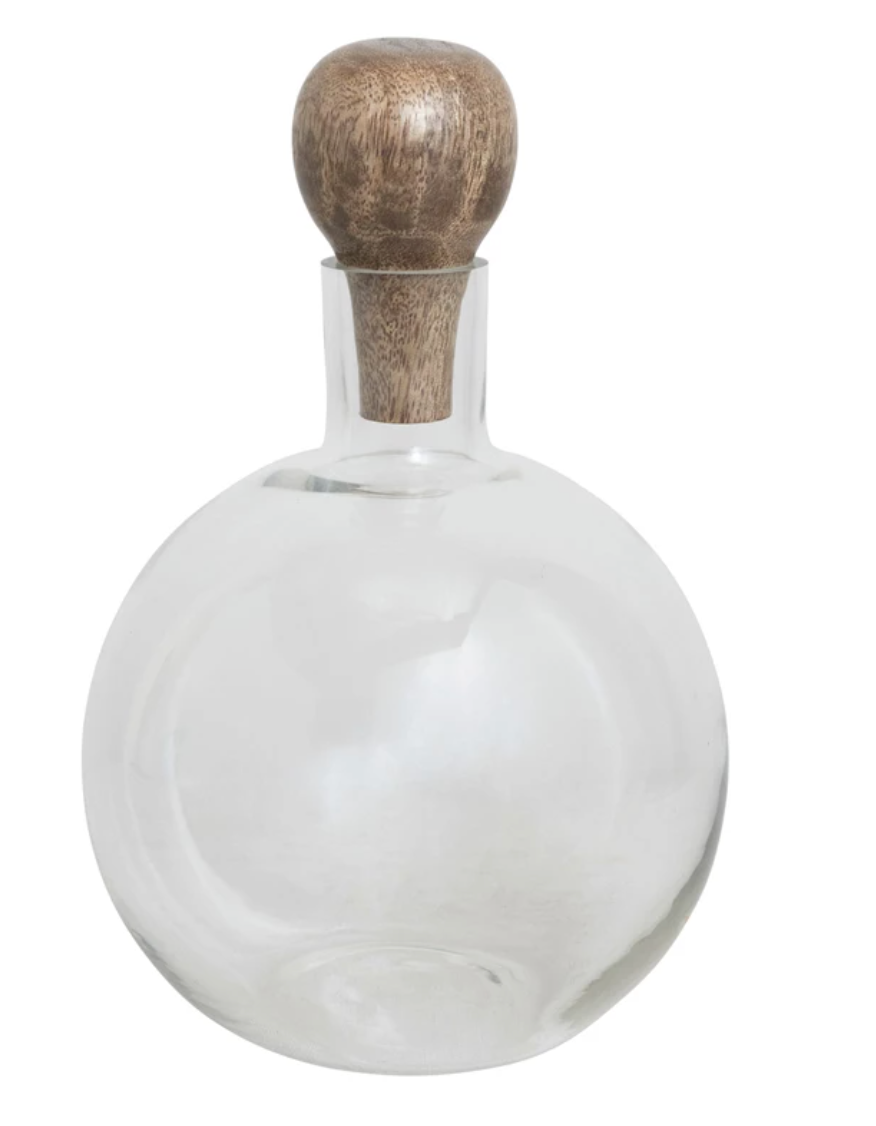Glass Decanter w/ Mango Wood Stopper