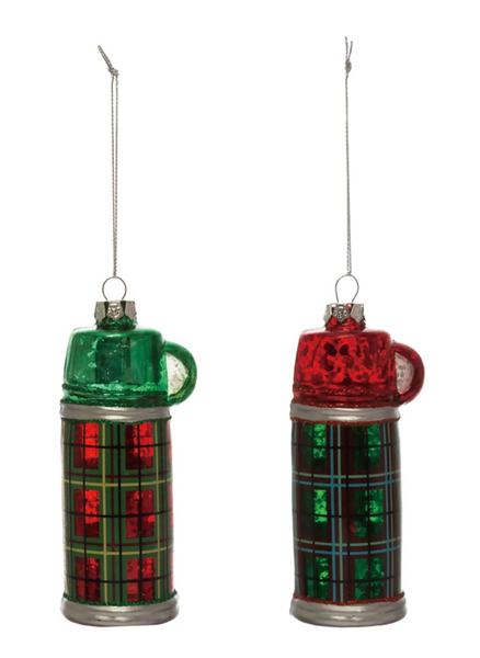 Hand-Painted Glass Thermos Ornament