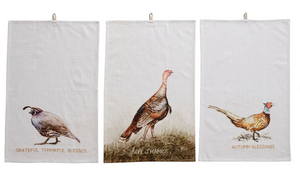 Cotton Printed Tea Towel w/ Game Birds