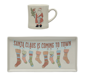 Stocking Tray & Santa Mug Set