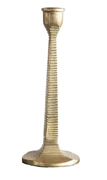 Gold Metal Taper Holder w/ Ridged Pattern