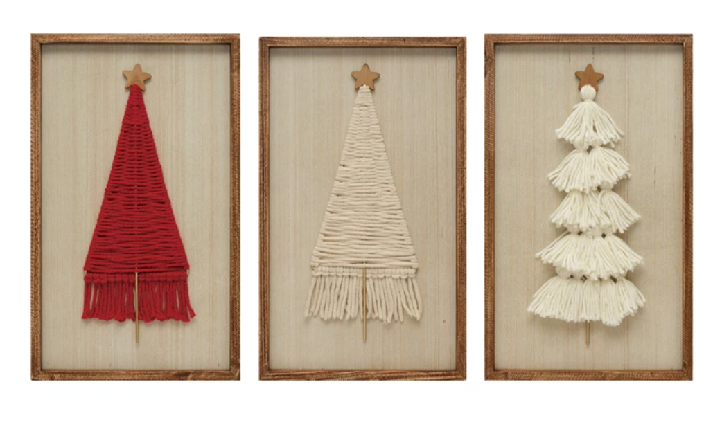 Framed Woven Cotton Christmas Tree