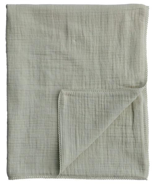Cotton Double Cloth Baby Blanket w/ Trim in Bag