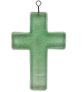 Recycled Glass Hanging Cross
